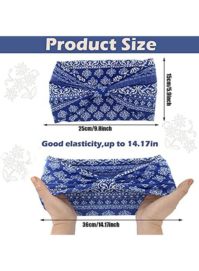 Yeshan Wide Bandana Headbands For Women Boho Bandeau Headbands Knot Hair Scarf Bands Stretch Floral Printed Non Slip Headbands Elastic Turban Head Wraps Thick African HeadbandsPack Of 6  - Image 4