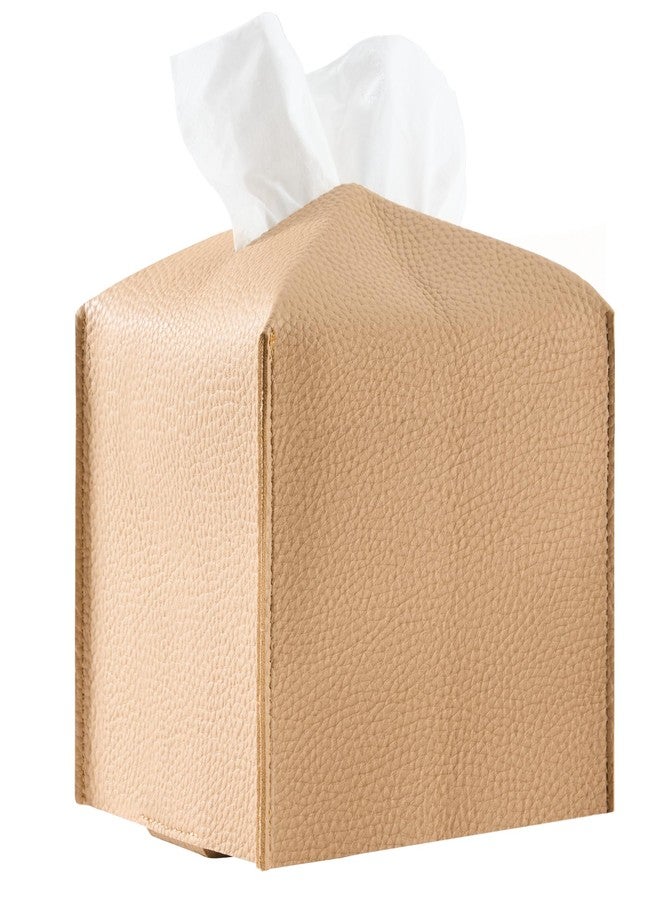 Sodsay Tissue Box Cover Square, Premium PU Leather Tissue Holder - Decorative Tissue Box Holder for Home Office Car, Beige Tissue Box Cover with Secure Bottom Belt - Image 1