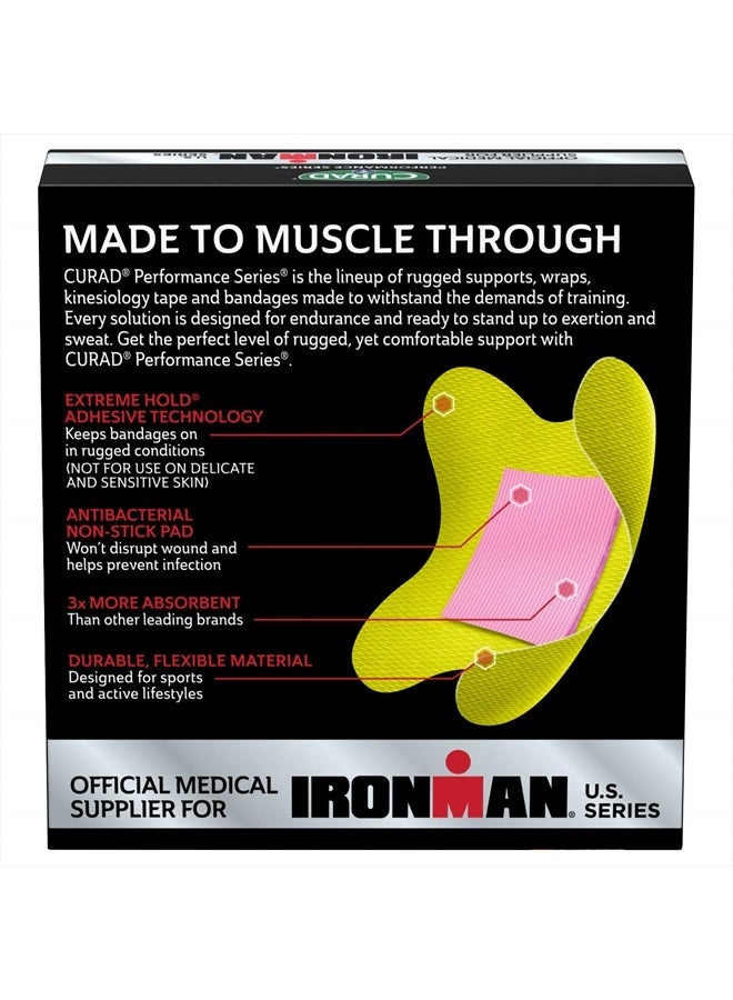 CURAD Performance Series IRONMAN Antibacterial Bandages, Extreme Hold Adhesive Technology, Knee & Elbow 3 inches x 3 inches, 10 Count, Ideal for Cuts, Scrapes, Sports, and Active Lifestyles - Image 3
