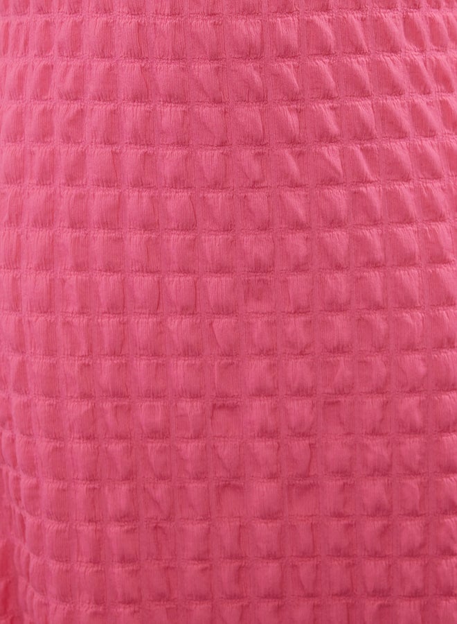 trendyol Fuchsia Plain Textured A-Line/A-Line Form Crew Neck Textured Maxi Dress TWOSS24EL00683 - Image 4