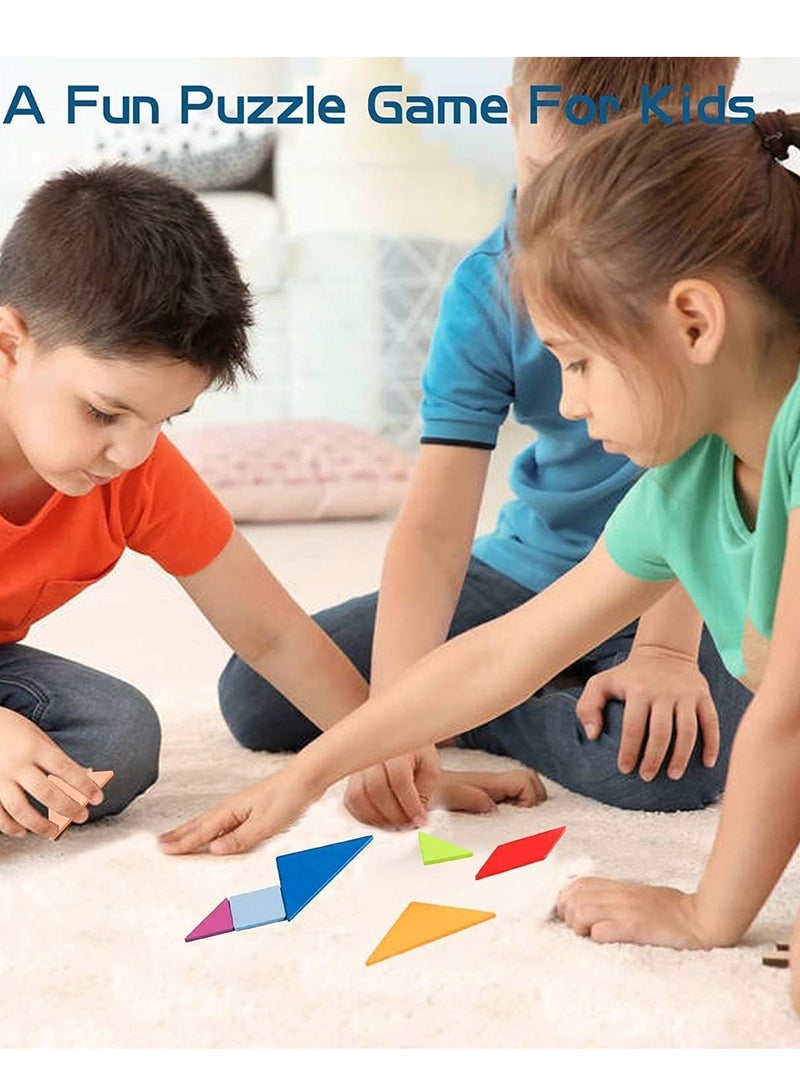 DURKU Early Development Tangram Pattern Puzzles Set, Classic Educational Montessori Tangram Toys, 60 Design Cards with 120 Pattern Jigsaw Puzzle - Image 3