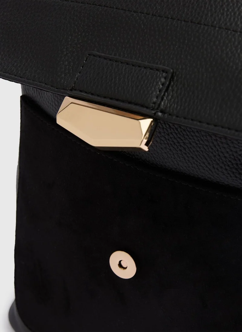 ماتلان حقيبة ظهر جلد صناعي أسود