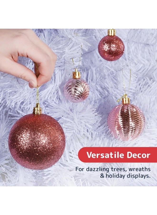 PREXTEX Christmas Balls for Christmas Tree Decorations (Champagne) | 36 pcs Xmas Tree Shatterproof Ornaments with Hanging Loop for Holiday, Wreath, and Party Decorations (Combo of 6 Styles in 3 Sizes) - Image 4