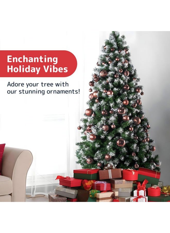 PREXTEX Christmas Balls for Christmas Tree Decorations (Champagne) | 36 pcs Xmas Tree Shatterproof Ornaments with Hanging Loop for Holiday, Wreath, and Party Decorations (Combo of 6 Styles in 3 Sizes) - Image 2