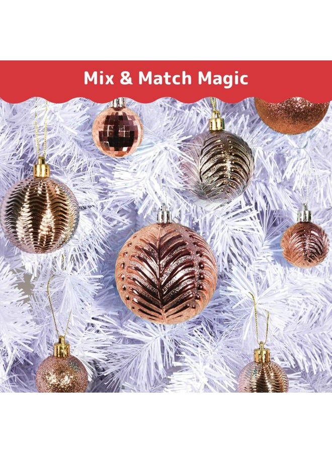 PREXTEX Christmas Balls for Christmas Tree Decorations (Champagne) | 36 pcs Xmas Tree Shatterproof Ornaments with Hanging Loop for Holiday, Wreath, and Party Decorations (Combo of 6 Styles in 3 Sizes) - Image 5