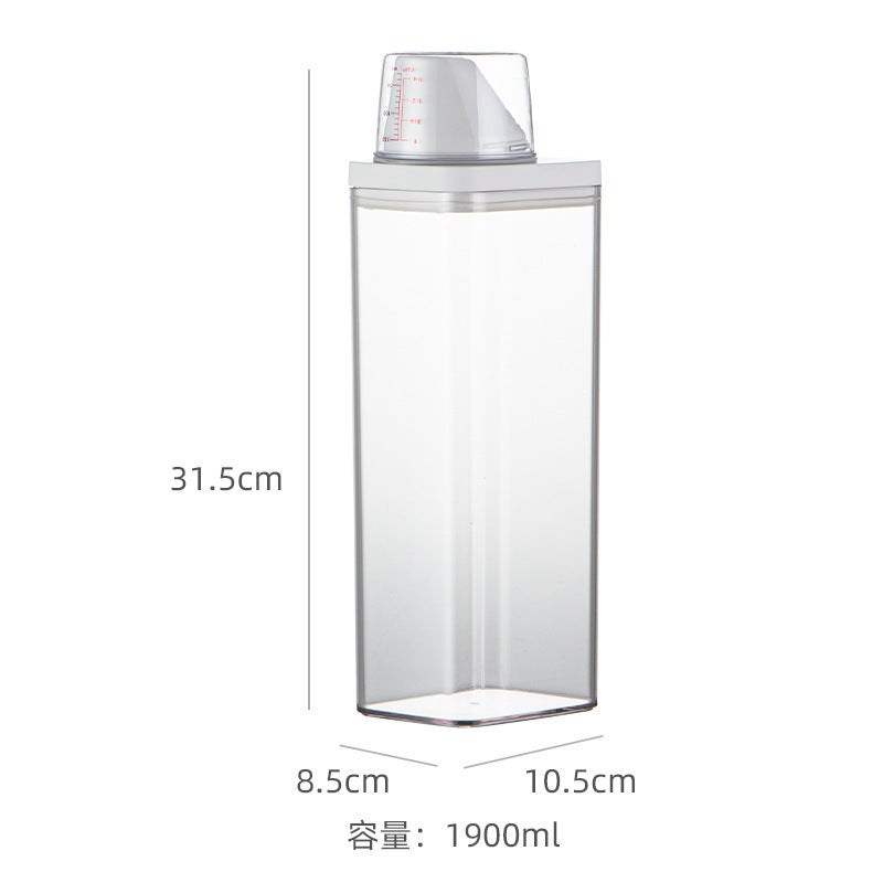 Washing Powder Moisture-Proof Storage Tank Plastic Transparent Laundry Detergent Storage Tank Washing And Protection Supplies Sub-Packaging Sealed Tank With Measuring Cup - Image 1