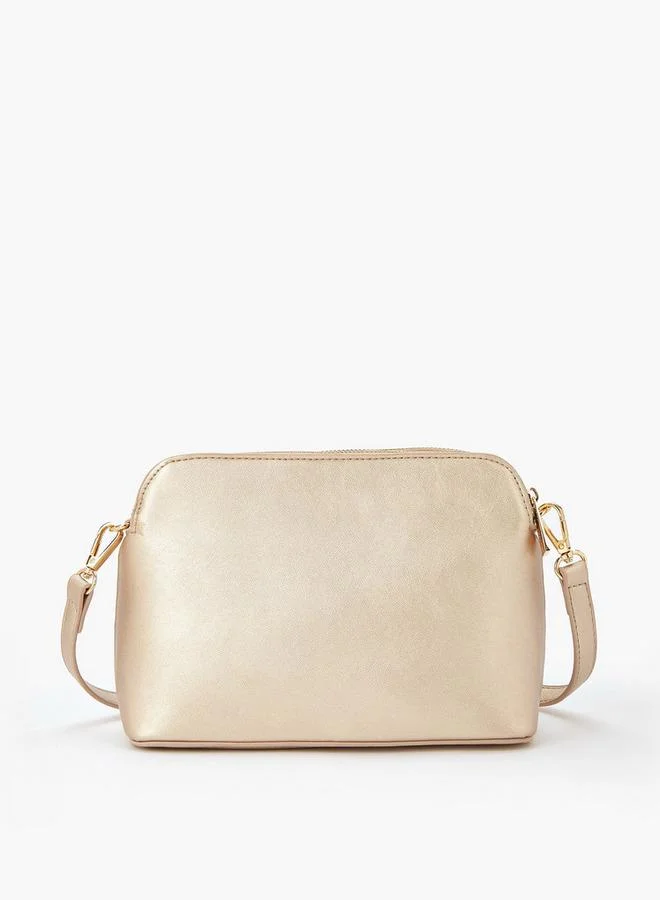 Flora Bella By Shoexpress Quilted Crossbody Bag with Detachable Strap and Zip Closure