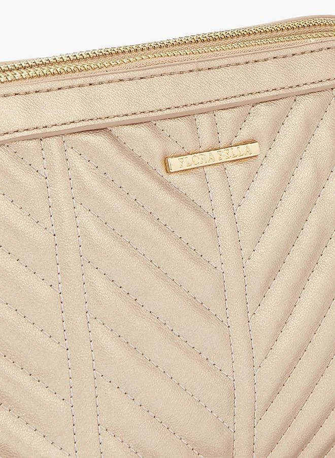 Flora Bella By Shoexpress Quilted Crossbody Bag with Detachable Strap and Zip Closure