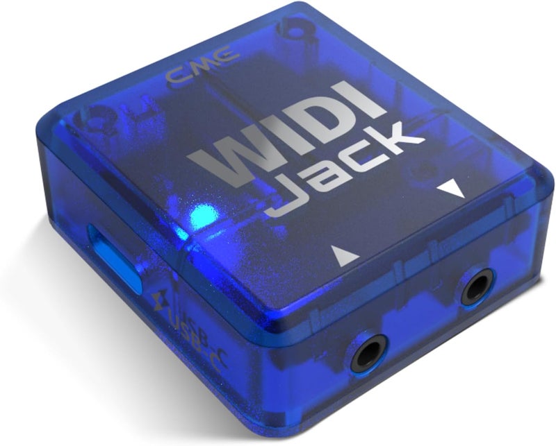 سي إم إي CME WIDI Jack - واجهة MIDI بلوتوث لأجهزة TRS/DIN MIDI - تعمل بالطاقة عبر MIDI Out أو USB-C - زمن انتقال فائق الانخفاض 3 مللي ثانية لاسلكي MIDI لأجهزة السينثيسايزر، EWI، كي تار، دواسة البيانو�� البيانو الرقمي - Image 1