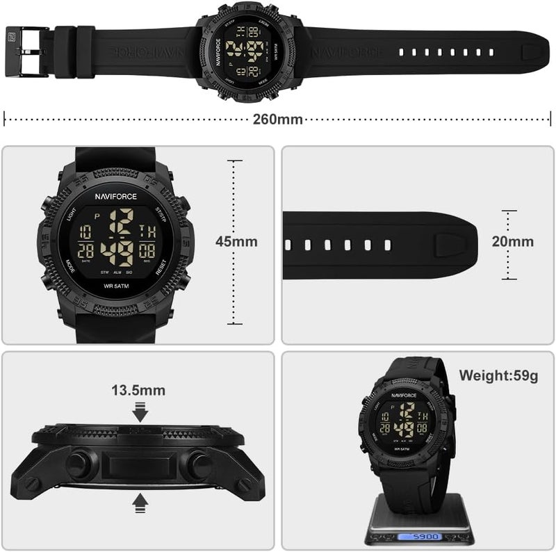 NAVIFORCE Men Sports Waterproof Digital Watch with Stopwatch and Alarm - Image 3