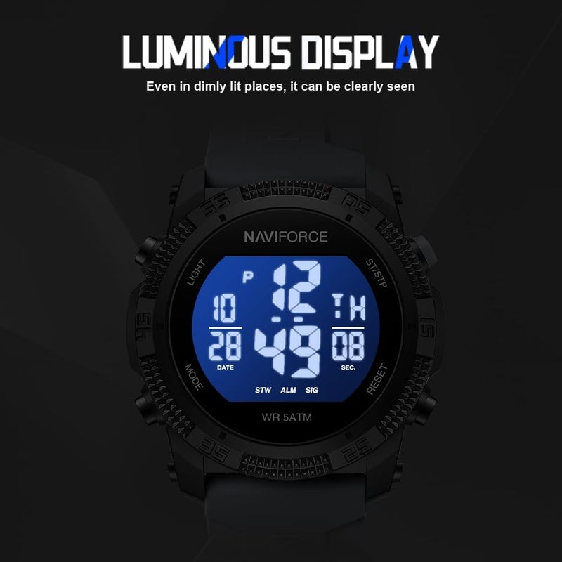 NAVIFORCE Men Sports Waterproof Digital Watch with Stopwatch and Alarm - Image 5