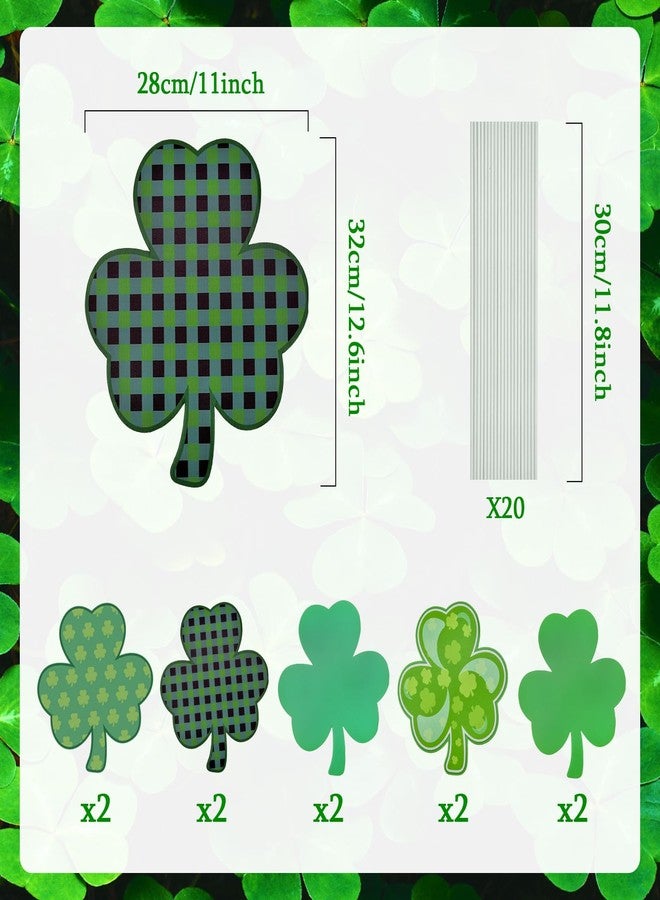 PhyLence 10 Pieces St. Patrick's Day Decorations Outdoor Yard Garden Porch Lawn Sign - 5 Assorted Shamrock Design 12.6 x 11 Inches Large Green Clover Signs with Stakes for Saint Patrick Irish Theme Party Favor - Image 2