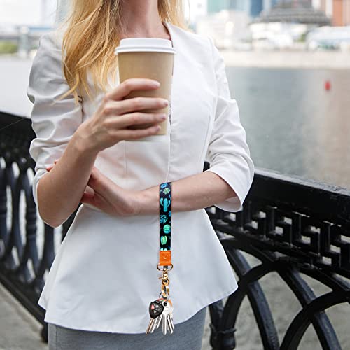 Yiflin Cute Wrist Lanyard for Keys, Keychain, Wallet, Id Holder, Cell Phone, Wristlet Lanyard Key Chain Holder（Black&Cactus） - Image 3