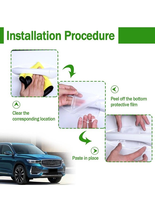 8Pcs Car Door Cup Protector, Car Door Handle Bowl Sticker for Non-Marking Auto Door Handle Protective Film, Clear Paint Protection Film - Image 4