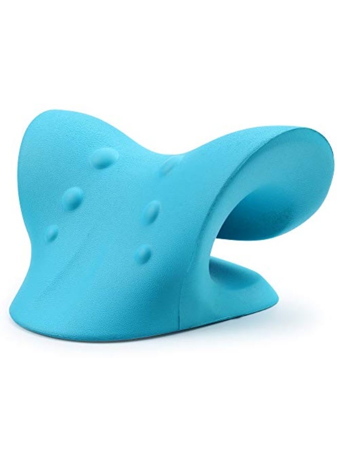 Neck and Shoulder Relaxer, Cervical Traction Device for TMJ Pain Relief and Cervical Spine Alignment, Chiropractic Pillow Neck Stretcher(Blue) - Image 2