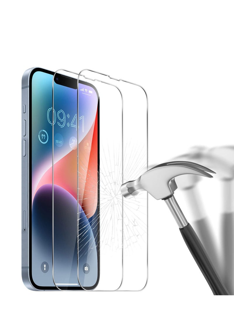 BORTONY Pack of 2 Screen Protector Compatible with 14/14 Pro/13/13 Pro 6.1" Tempered Glass 9H Hardness [HD Clear] [Anti-Scratch] [Bubble Free] For Apple iPhone 14/14 Pro/13/13 Pro - Image 3