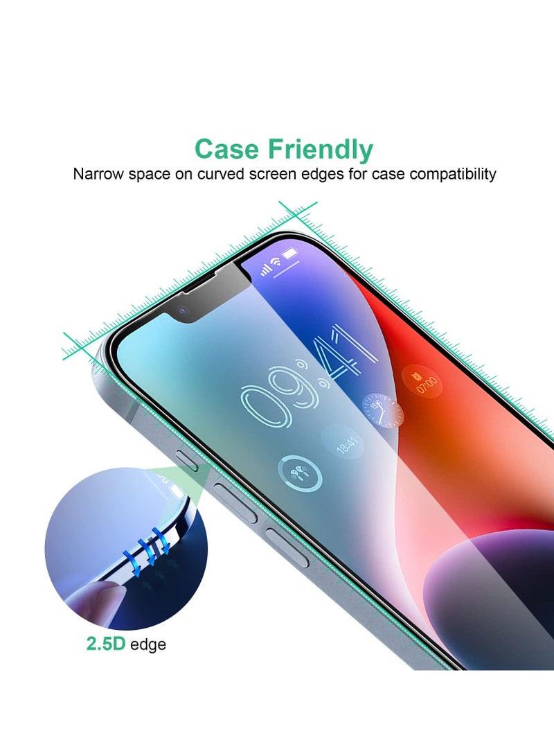 BORTONY Pack of 2 Screen Protector Compatible with 14/14 Pro/13/13 Pro 6.1" Tempered Glass 9H Hardness [HD Clear] [Anti-Scratch] [Bubble Free] For Apple iPhone 14/14 Pro/13/13 Pro - Image 4