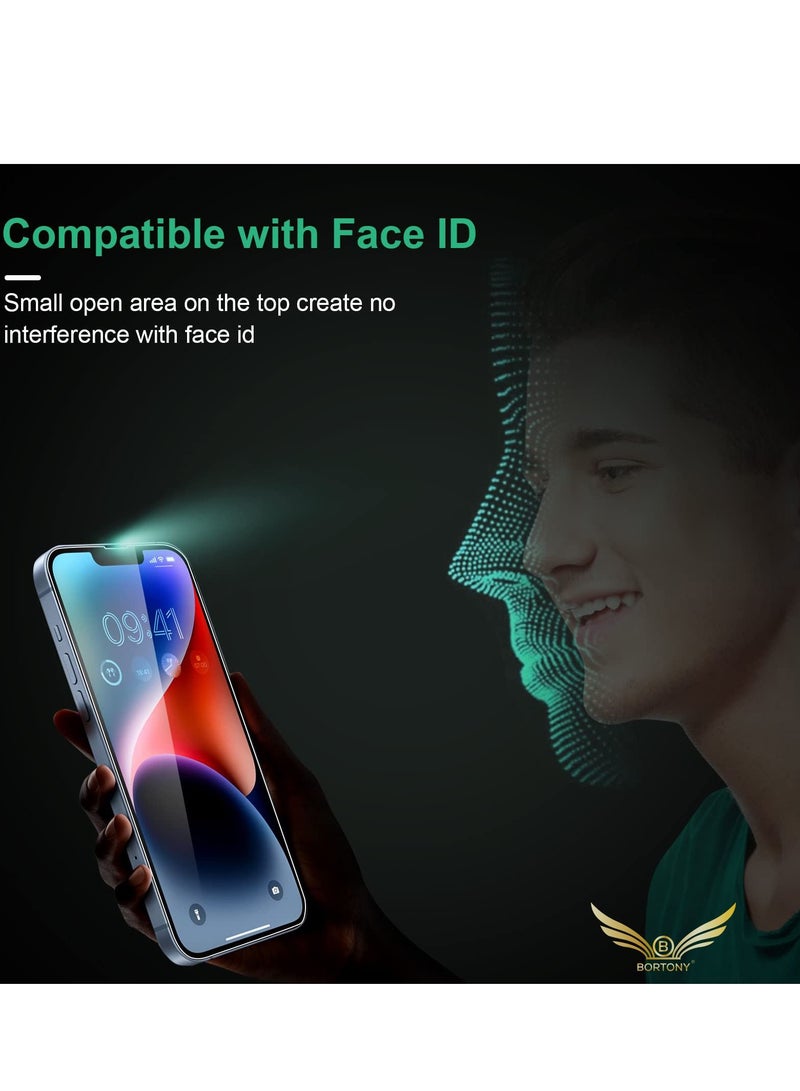 BORTONY Pack of 2 Screen Protector Compatible with 14/14 Pro/13/13 Pro 6.1" Tempered Glass 9H Hardness [HD Clear] [Anti-Scratch] [Bubble Free] For Apple iPhone 14/14 Pro/13/13 Pro - Image 2