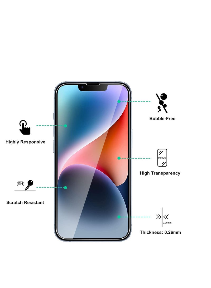 BORTONY Pack of 2 Screen Protector Compatible with 14/14 Pro/13/13 Pro 6.1" Tempered Glass 9H Hardness [HD Clear] [Anti-Scratch] [Bubble Free] For Apple iPhone 14/14 Pro/13/13 Pro - Image 5
