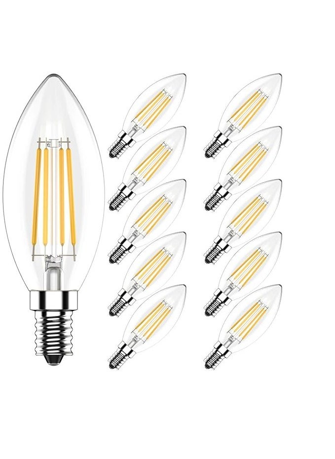 ماركة غير محددة E14 LED ضوء خافت 4 وات، 400 لومن، أبيض دافئ 2700 ك، يستبدل المصابيح المتوهجة 40 وات، مصابيح الشموع C35 LED، مصابيح الشموع E14 LED، حزمة من 10  - Image 1
