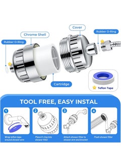 MileMelo Professional 15 Stage Shower Filter Water Softener,Universal Replaceable Shower Head Water Purifier Hard Water Filter with 2 Filter Cartridges to Remove Chlorine for Kitchen, Bathroom  - Image 4