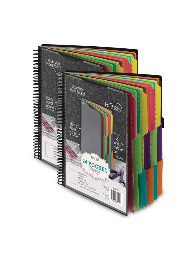 سامسيل مجموعة مكونة من 24 مجلدًا حلزونيًا فاخرًا للمشروع مع 12 فاصلًا، ودفتر ملاحظات، وغطاء أمامي قابل للتخصيص، وعلامات تبويب قابلة للمسح والكتابة بألوان عصرية، ومجلدات بلاستيكية مع جيوب - Image 1