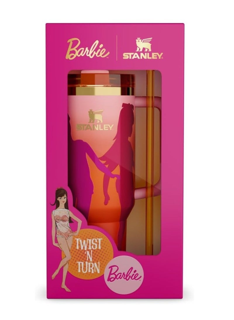 Stanley Barbie™ x Stanley ’60s Twist ’N Turn Quencher 40oz Tumbler – Limited Edition Stainless Steel Insulated Mug with Reusable Straw, Leak-Resistant Lid & Handle, BPA-Free Retro Swirl Design, Collector’s Gift Box, Long-Lasting Hot & Cold Beverage Control - Image 3