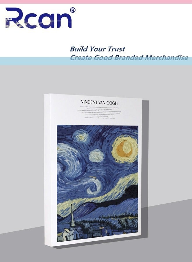 Rcan Spiral Notebooks Blank Sketch Notebooks Van Gogh Oil Painting Cover Sketchbook for Sketching Diary Memo Journal For Art Students 120 Pages 240 Sheets - Image 1