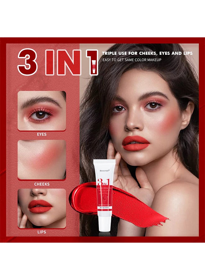 ibcccndc 3 IN 1 Lip Mud Velvet Lip Tint Lip Gloss Multi-use Lip and Cheek Tint Liquid Blush and Paint Tint for Lips, Cheeks & Eyelids Pink Eyeshadow - Image 3
