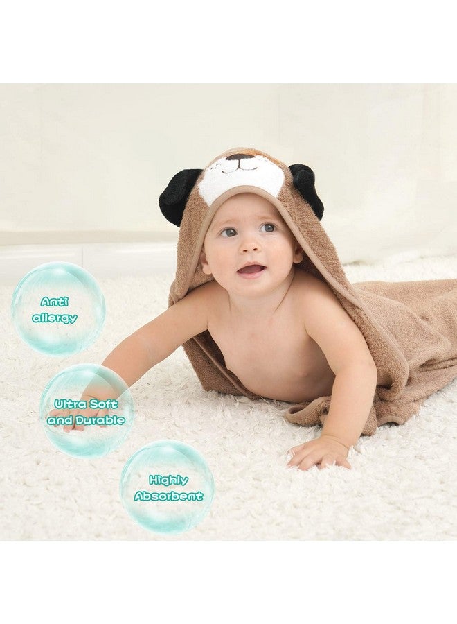 Touchat Hooded Baby Towels, Soft and Hypoallergenic Baby Bath Towels with Hood for Toddler Infant Newborn, Large and Absorbent Toddler Towels for Baby Boy Girl (Puppy, 35.1''x35.1'') - Image 4