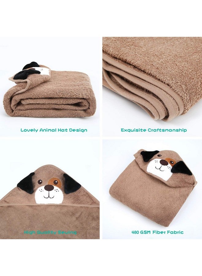 Touchat Hooded Baby Towels, Soft and Hypoallergenic Baby Bath Towels with Hood for Toddler Infant Newborn, Large and Absorbent Toddler Towels for Baby Boy Girl (Puppy, 35.1''x35.1'') - Image 2