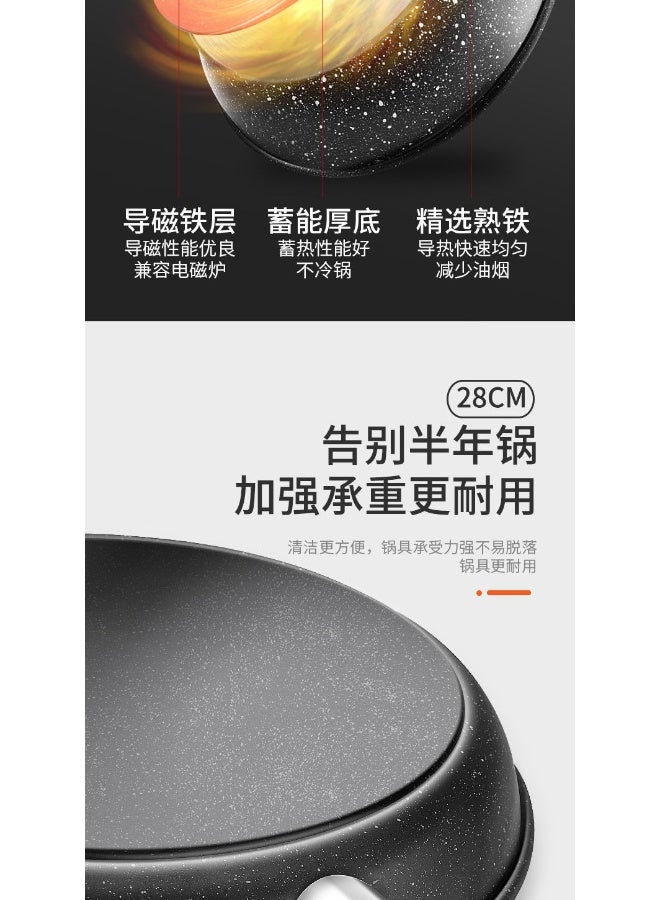 NeeMee Non-stick stone frying pan, home-use flat-bottom pan, compatible with all stoves, pancake pan, potsticker pan, flat pan - Image 4