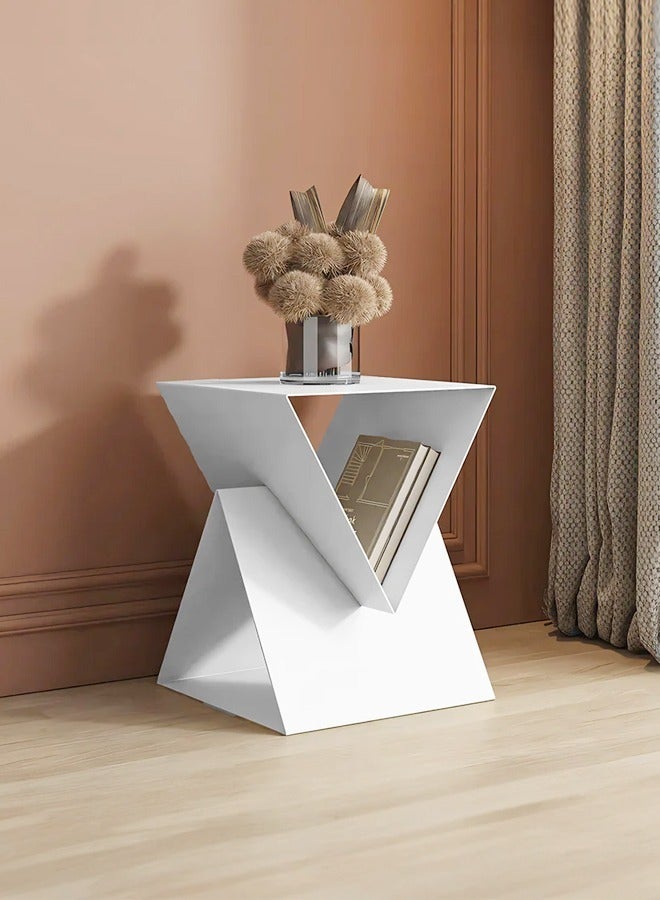 Raffine Multipurpose Use Triangular Shape Design Side Table Iron Coffee Table Luxury Center Table Display Stand for Living Room Bedroom 40x40x50 cm (Fully Assembled)  - Image 5