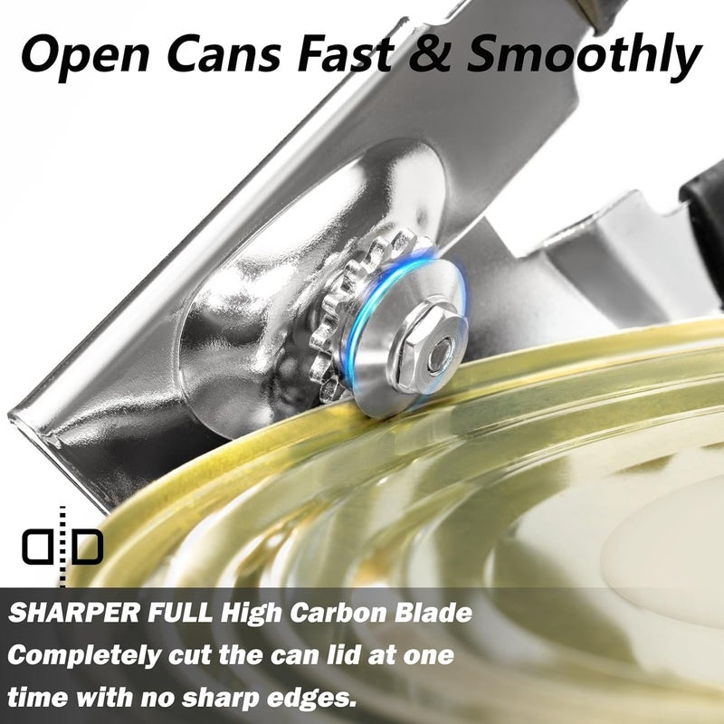 RICKUNCL Commercial Can Opener, Hand Crank Can Opener with Magnet, Comfortable Extra-long Handles, Oversized Knob, Professional Ergonomic & Easy for Big Cans - Image 3