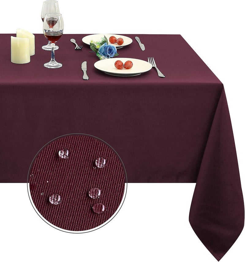 Obstal Hanging space save 210GSM Rectangle Table Cloth - Heavy Duty Water Resistance Microfiber Tablecloth, Decorative Fabric Table Cover for Outdoor and Indoor Use (Burgundy, 60 x 84 Inch) Spec upgraded improved quality - Image 1