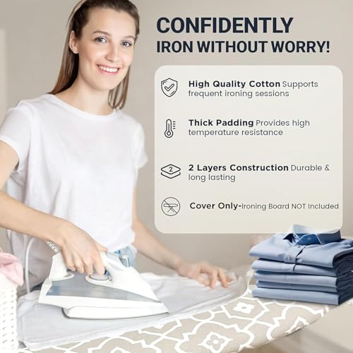 UniSimp Small Ironing Board Cover and Pad 12.5"x30" Small Iron Board Cover with Padding, Tabletop Mini Ironing Board Cover and Pad Small Size, Cotton Canvas,Heat Resistant, Drawstring Geometric - Image 5