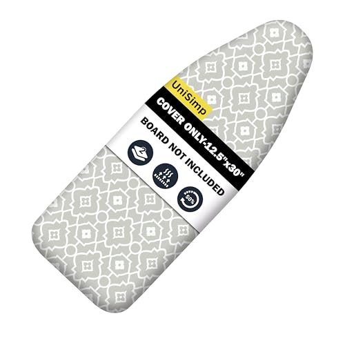 UniSimp Small Ironing Board Cover and Pad 12.5"x30" Small Iron Board Cover with Padding, Tabletop Mini Ironing Board Cover and Pad Small Size, Cotton Canvas,Heat Resistant, Drawstring Geometric - Image 1