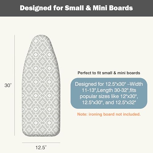 UniSimp Small Ironing Board Cover and Pad 12.5"x30" Small Iron Board Cover with Padding, Tabletop Mini Ironing Board Cover and Pad Small Size, Cotton Canvas,Heat Resistant, Drawstring Geometric - Image 2
