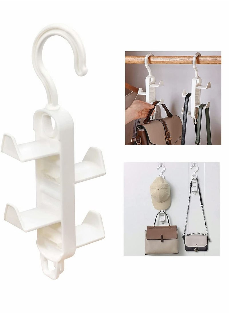 SYOSI Purse Organizer, for Closet--Women's Purse Hangers, Hanging Purse Storage, Space Saving Plastic Hooks, Durable Purse Rack, Handbag Storage and Organizer, 2 Pack 8 Hooks (White)  - Image 1
