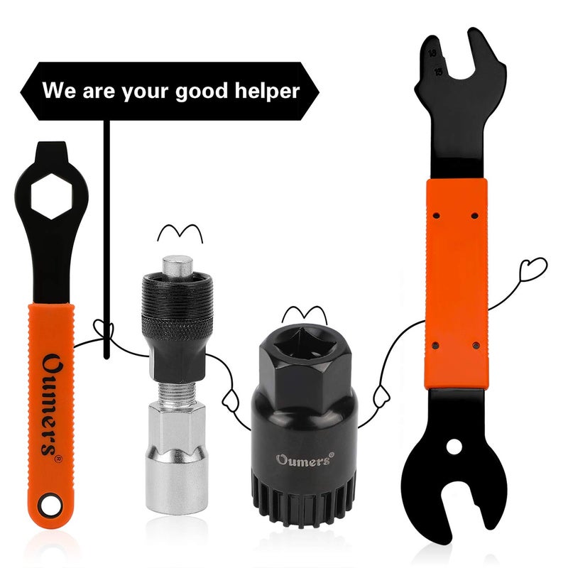 Oumers 4 PCS Professional Bicycle Pedal and Crank Arm Removal Tool, Bike Pedal Wrench+Bike Crank Extractor + Bike Bottom Bracket Remover + 16mm Spanner Wrench - Image 2