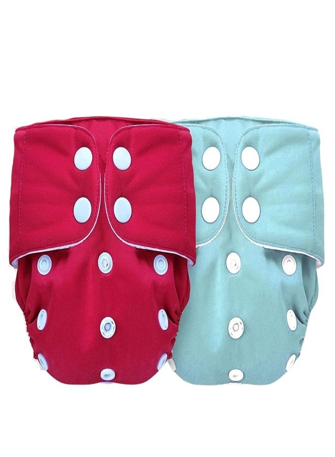 Tip 'n' Top® Cloth Diapers for Babies Reusable and Adjustable Snap Buttons with Wet-Free Insert Pads, Multicolor, Age- 3 Months to 3 Years (2 Diapers Only) - Image 1