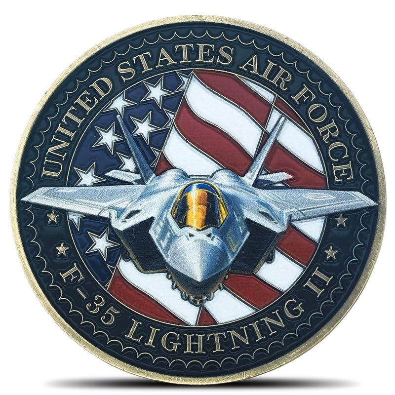 Rumkou عملة تحدي سلاح الجو الأمريكي F35 Lightning II شرف شجاعة التزام عملات عسكرية بتصميم نسر وعلم أمريكي - Image 3