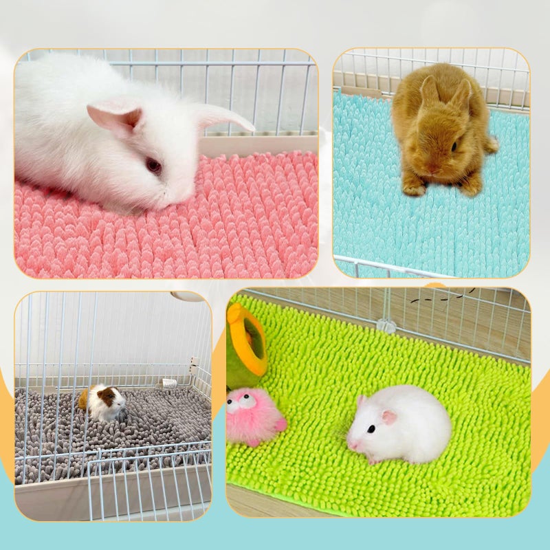 Agolctry 8 Pcs Guinea Pig Liner Washable Rabbit Cage Liner 16x12 Inch Guinea Pig Fleece Mats Reusable Bedding Pee Pads for Small Animals, Bunny (Gray, Green, Pink, Blue) - Image 3