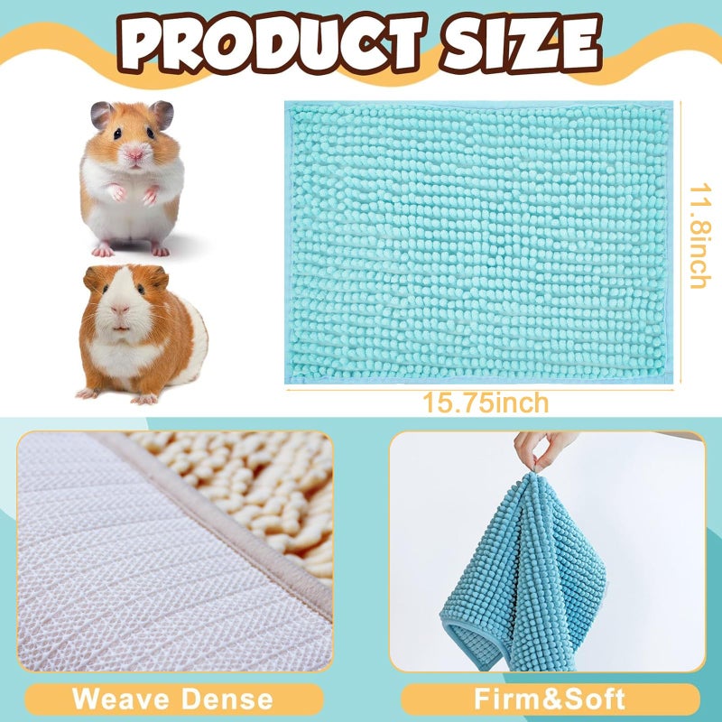 Agolctry 8 Pcs Guinea Pig Liner Washable Rabbit Cage Liner 16x12 Inch Guinea Pig Fleece Mats Reusable Bedding Pee Pads for Small Animals, Bunny (Gray, Green, Pink, Blue) - Image 5