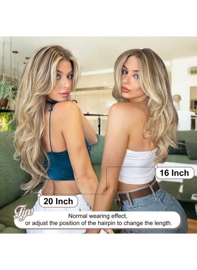 ALXNAN - ALXNAN Clip in Hair Extensions, Dirty Blonde Mixed Bleach Blonde Hair Extensions Thick Long Stright Layered Hair Extensions 20 Inch Invisible Lace Weft Hair Extensions for Women - Image 1