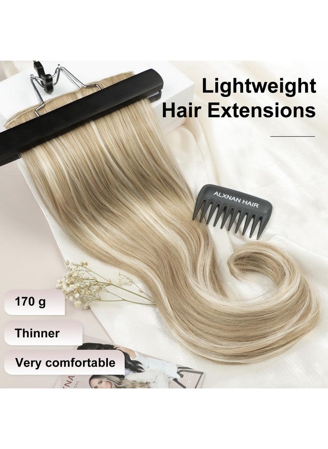 ALXNAN - ALXNAN Clip in Hair Extensions, Dirty Blonde Mixed Bleach Blonde Hair Extensions Thick Long Stright Layered Hair Extensions 20 Inch Invisible Lace Weft Hair Extensions for Women - Image 1
