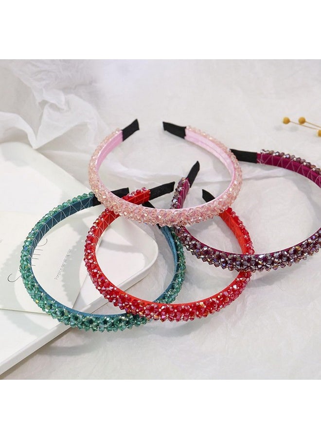 Ruihfas - Ruihfas Fashion Sparkle 4 Rows Crystal Rhinestone Headbands Beaded Hair Hoop Band (Black) - Image 1
