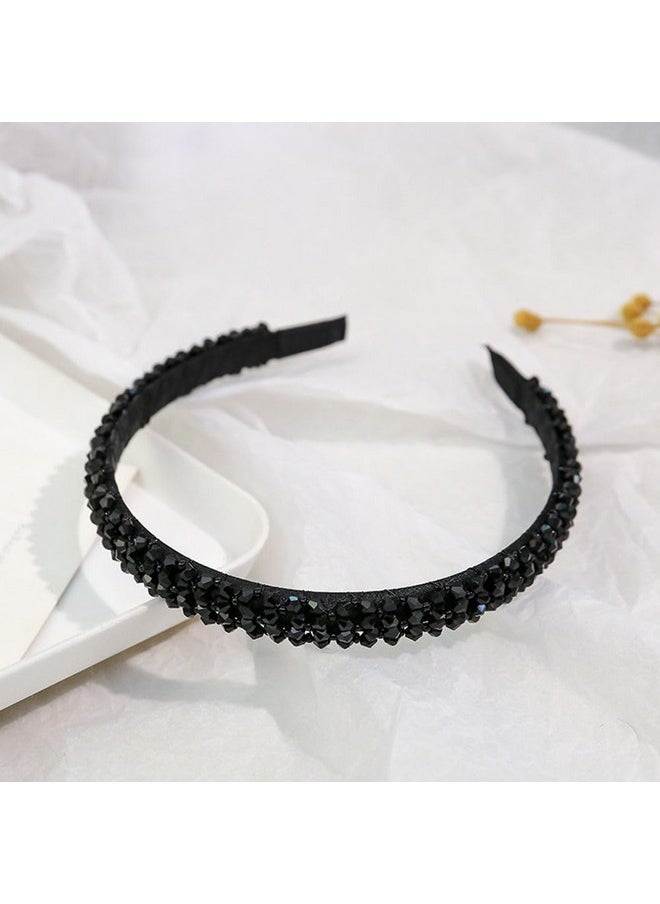 Ruihfas - Ruihfas Fashion Sparkle 4 Rows Crystal Rhinestone Headbands Beaded Hair Hoop Band (Black) - Image 1