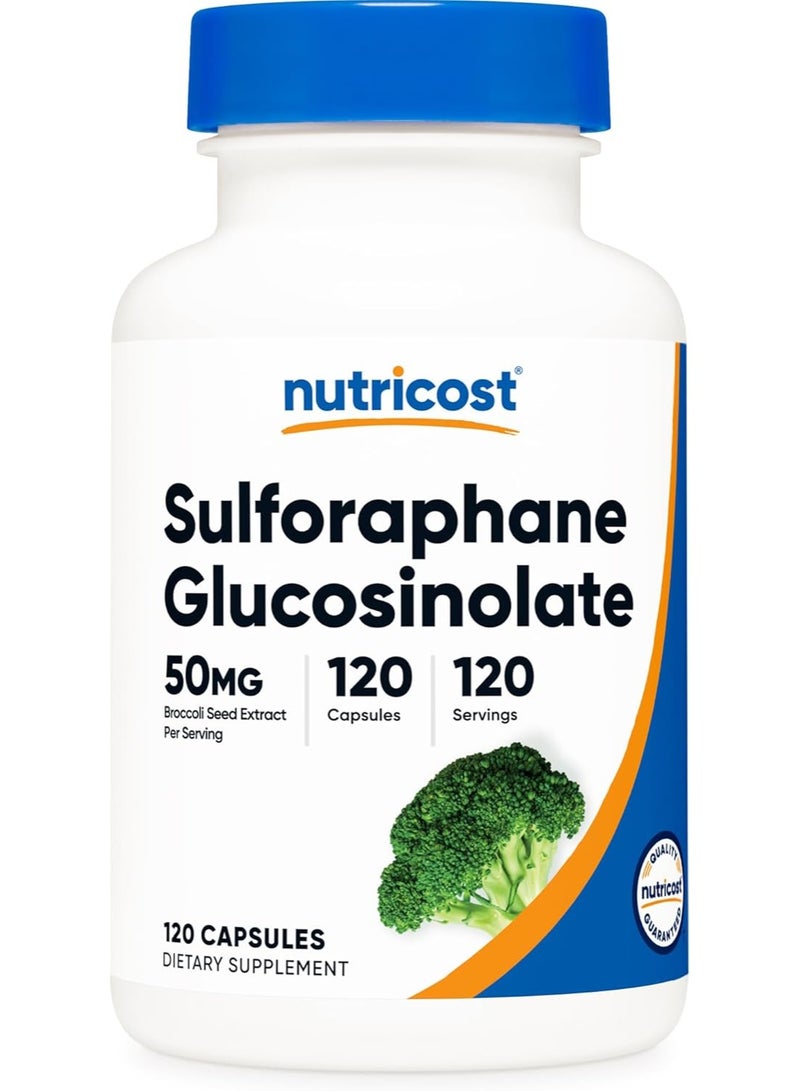 جلوكوزينولات السلفورافان (SGS) (120 كبسولة) - 50 ملغ من مستخلص بذور البروكلي لكل حصة - Image 1