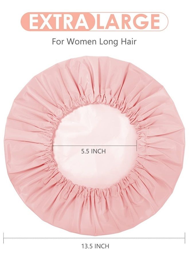 Aquior Shower Caps, Reusable Shower Cap for Women, Waterproof Layer Hair Cap, Large Size for All Hair Lengths,for Girls Spa Home Salon Use (Pink) - Image 2